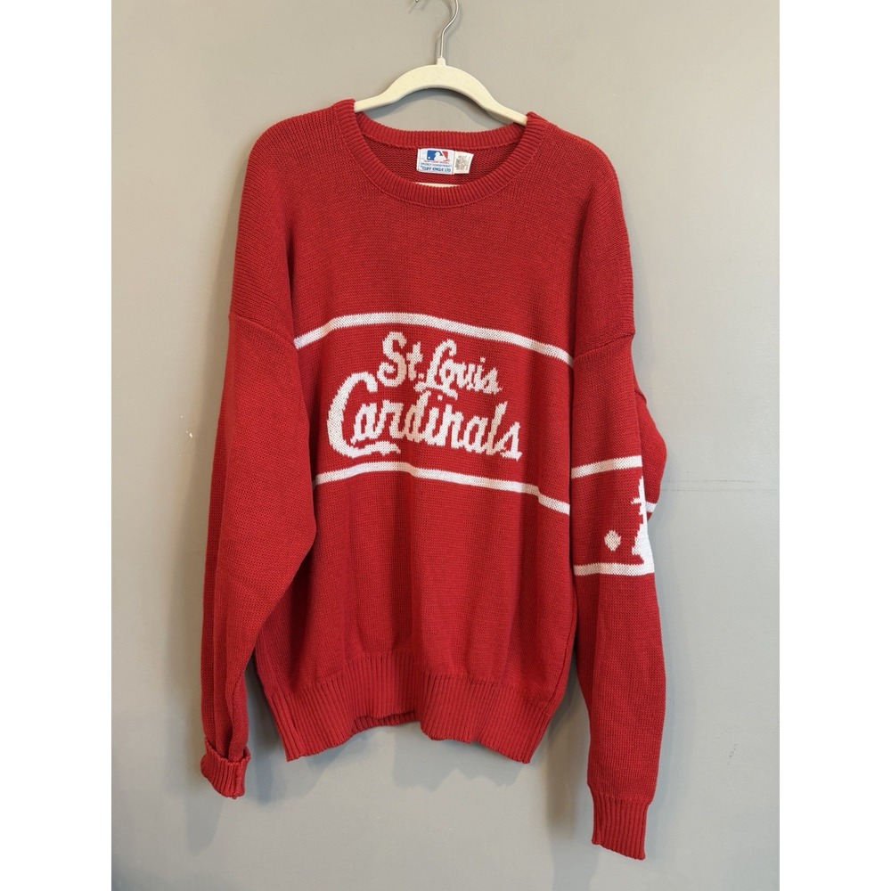 St Louis Cardinals Sweater XL Cliff Engle Mens Red Vintage Made In USA